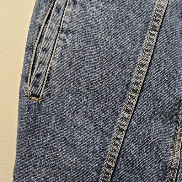 80's Georges Marciano Guess Denim Jean Skirt Side Bottom Zippers Med Wash Size 2 - Picture 3 of 16